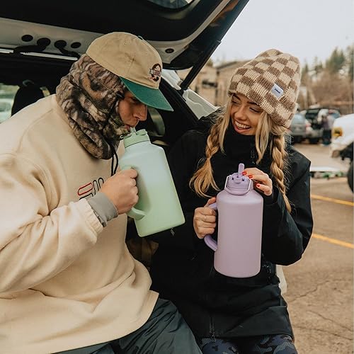 Miniatura 9 de BOTTLE BOTTLE Botella de agua aislada de 64 onzas con popote y tapa de doble uso, botella de agua deportiva de acero inoxidable con asa al vacío de