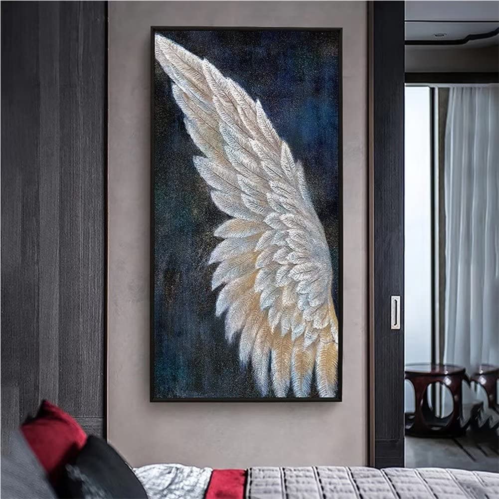 DIY Kit de Pintura Diamante,alas blancas 5D Bricolaje Diamond Painting Kit Completo Square Diamantes Bordado Punto de Cruz Pintura de Diamantes para Adultos Niños Decoración Pared Hogar 60x120cm D3