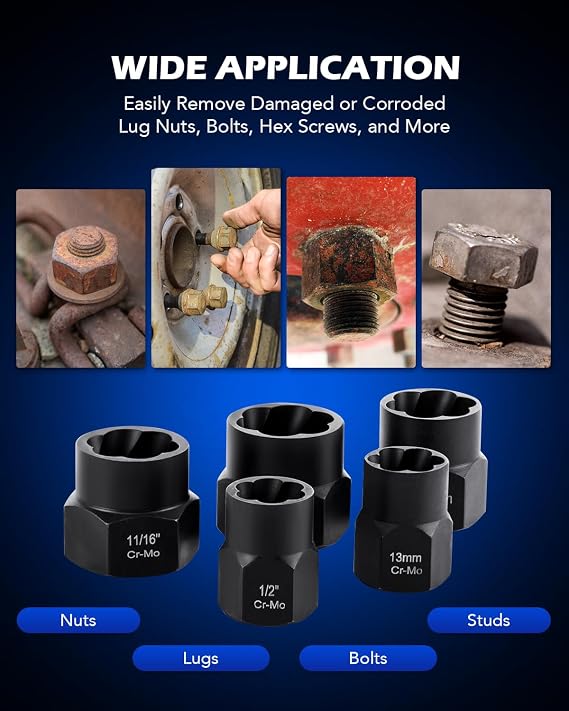 OMT Impact Nut And Bolt Extraction Tool Set, 3/8 Drive Extractor Set