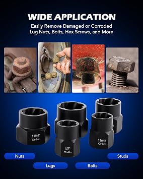 OMT Impact Nut And Bolt Extraction Tool Set, 3/8 Drive Extractor Set