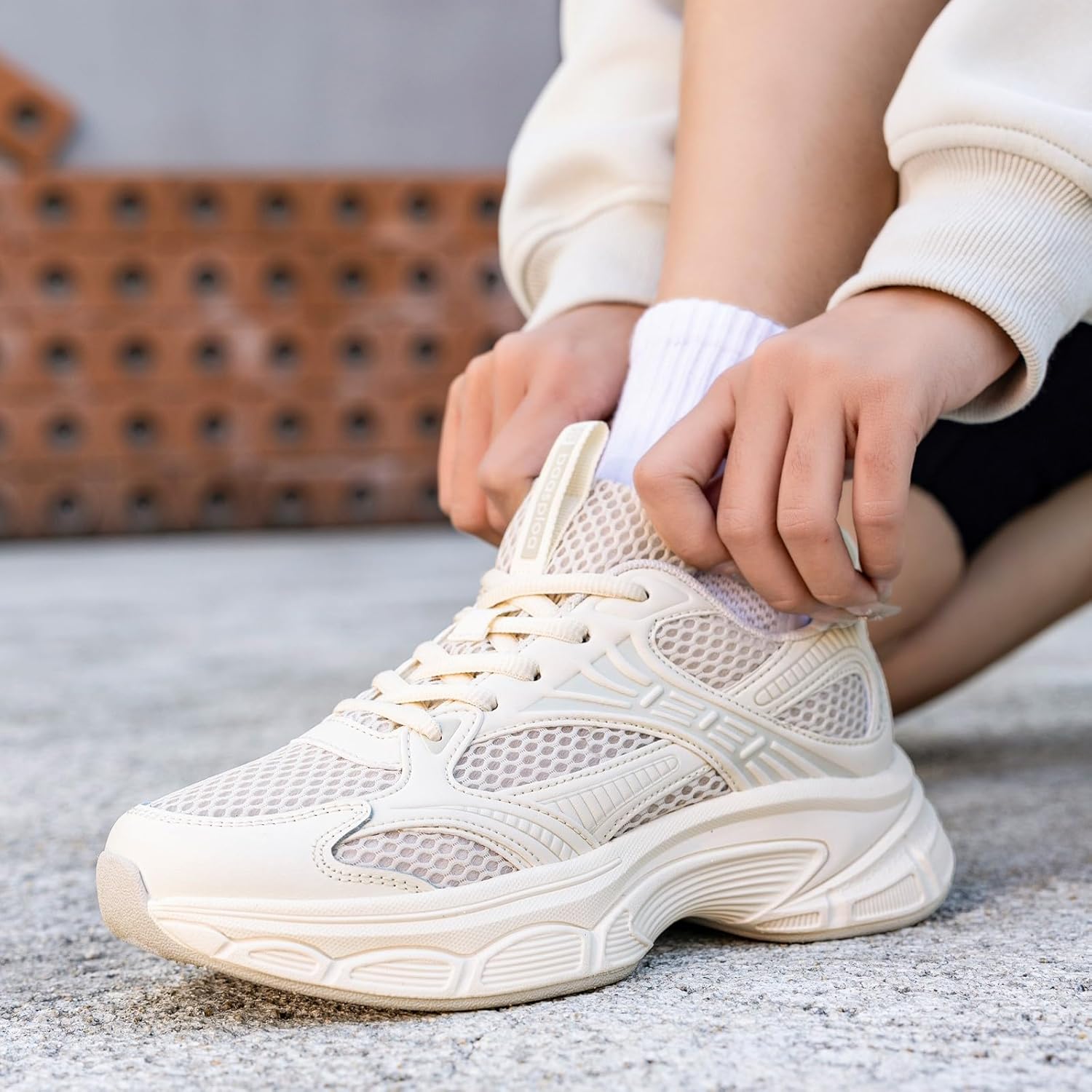 Women's Fashion Sneakers Chunky Breathable Walking Shoes Casual Mesh Athletic Tennis Shoes with Thick Sole for Women Gym Workout - Image 3