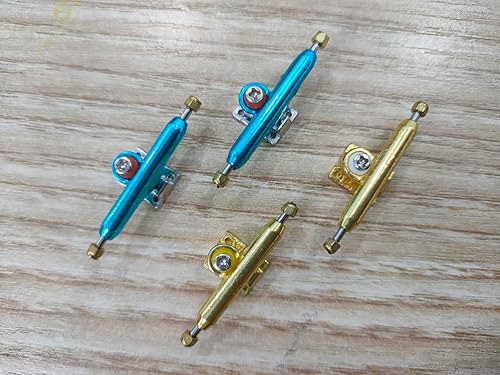 Miniatura 2 de LEEFAI 2 juegos de camiones de diapasón profesionales de 1.339 in de ancho G2 de plata y oro, placa base cuadrada chapada en oro y azul, suspensión