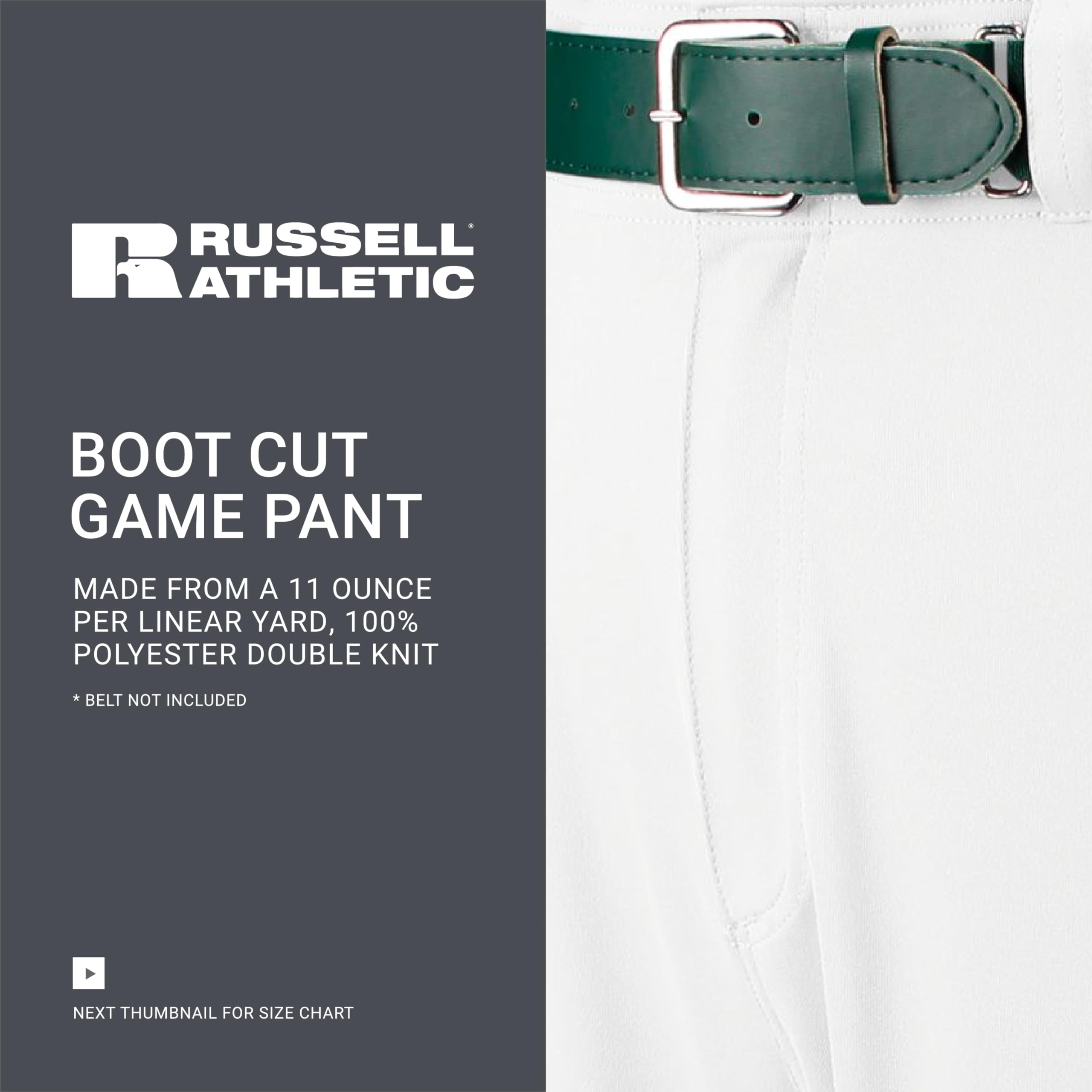 Russell Athletic Boot Cut Game Pant, Reinforced Knees, Stretch Fabric, Two Back Pockets Pantalons Homme