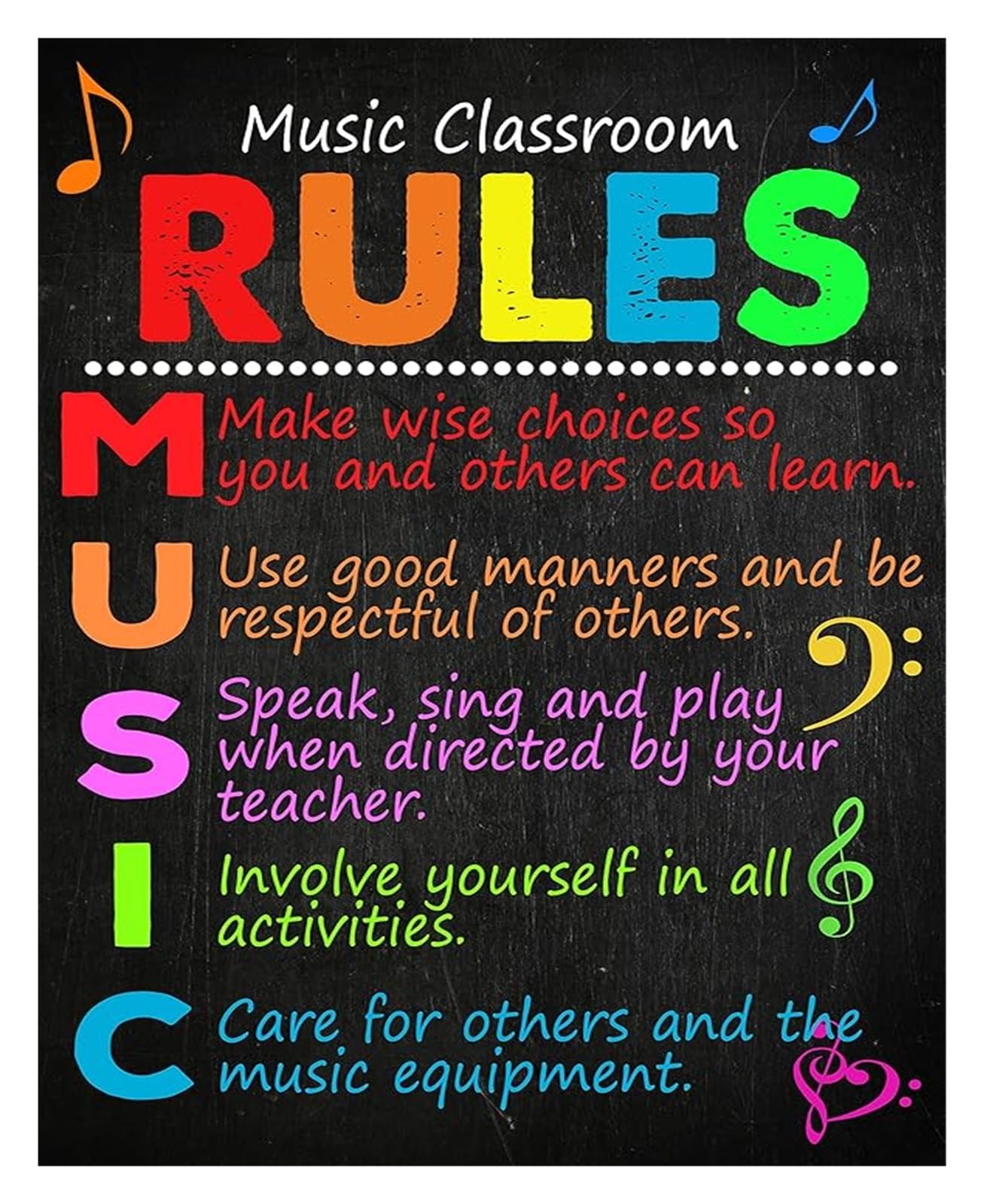 MDBJTCYZN Music Class Rules Educational Posters for School Classroom Homeschool Decor(Unframed,12x18inch(30x45cm))
