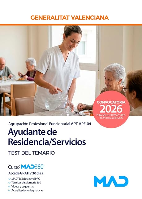 Portada de Ayudante de residencia / servicios . Generalitat Valenciana. Test del temario