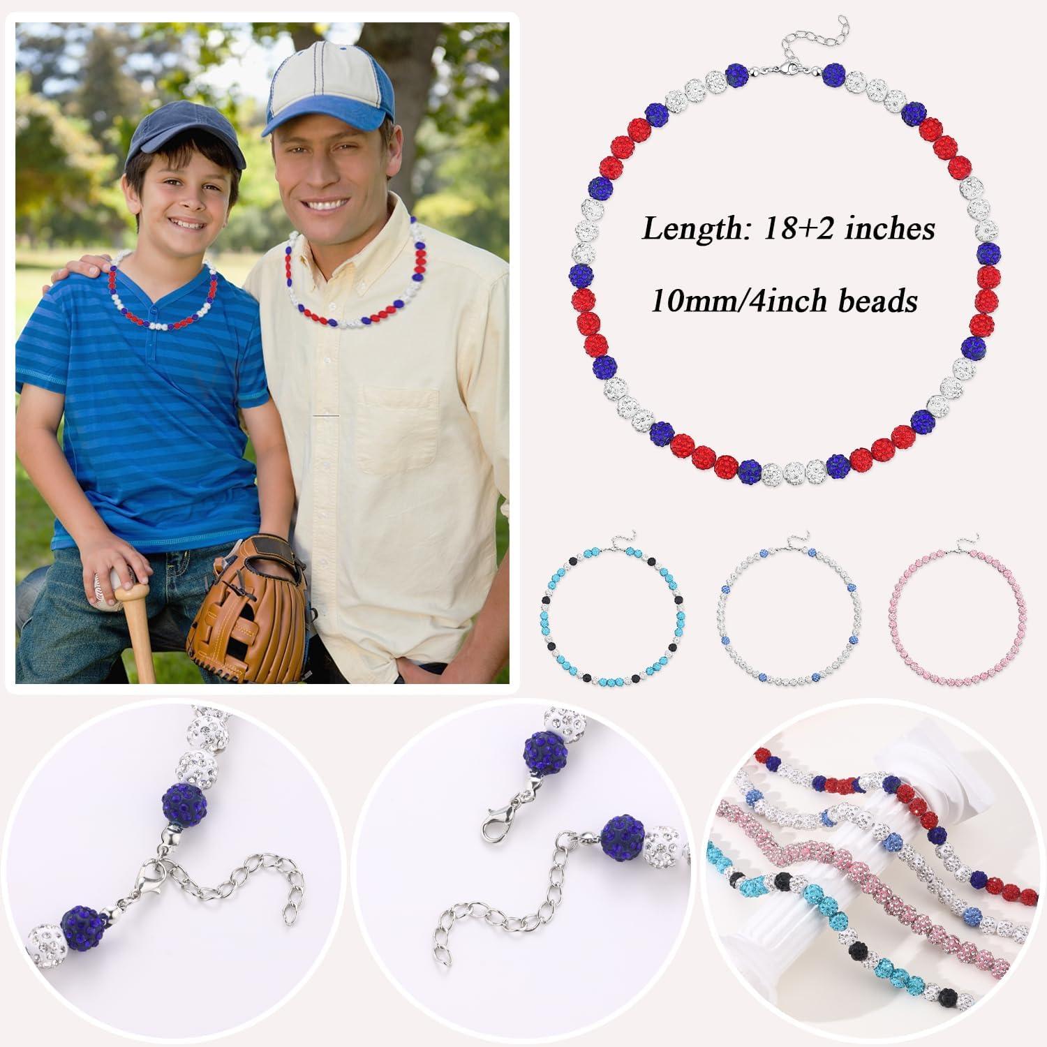 Baseball Ice Necklace - Baseball Beaded Necklace - Bling Baseball Necklace - Athlete Inspired Rhinestone Necklace Accessories Gift for Men - Image 4