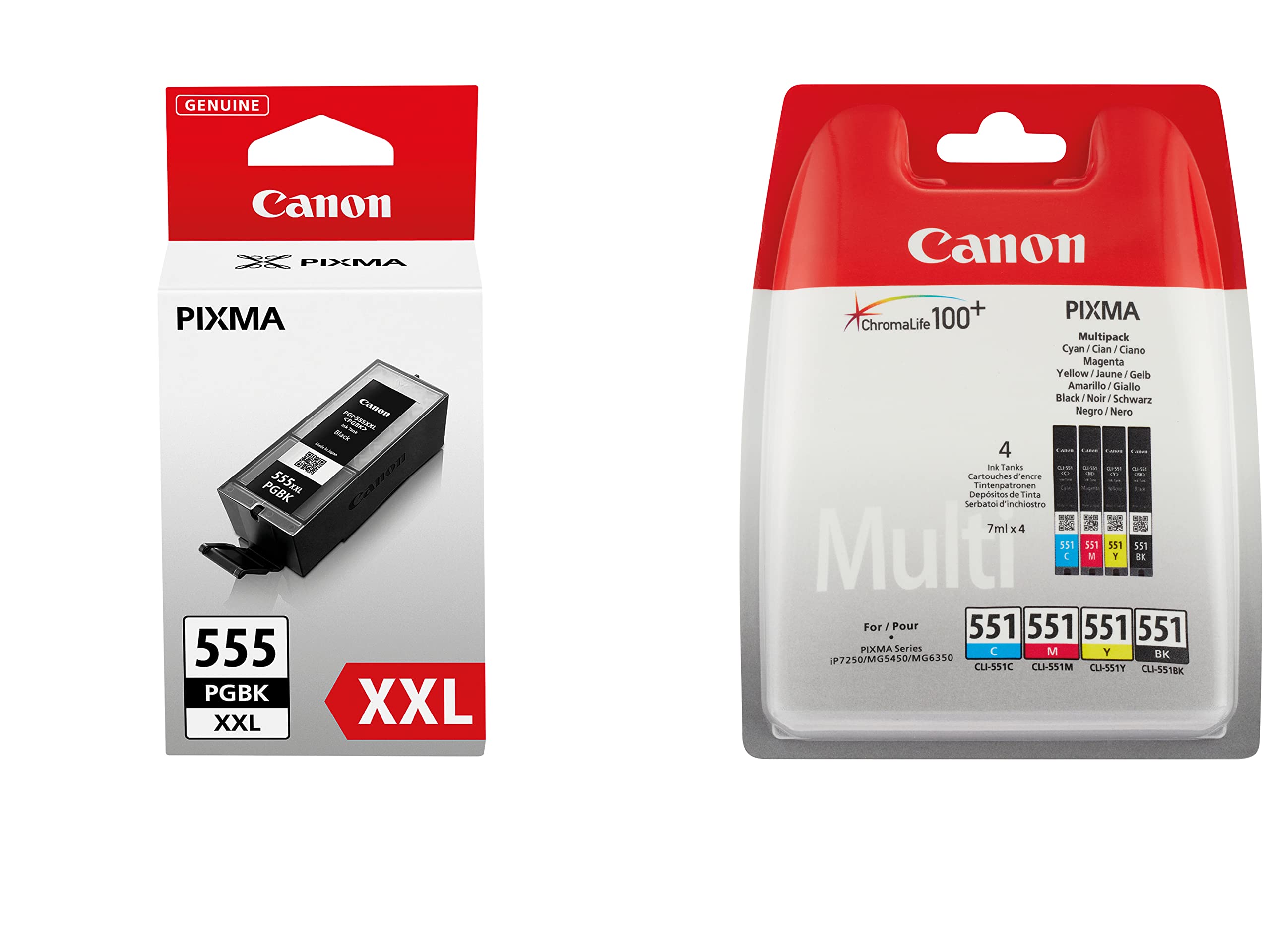 5 oryginalnych kartridży do drukarek PGI-555 XXL czarny + CLI-551 bk/c/y/m do Canon Pixma MX 925 MX925 MX725 MX 725