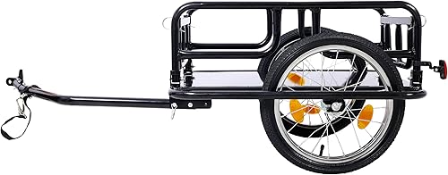 Miniatura 3 de Remolque de carga plegable para bicicleta con enganche universal, capacidad de 110 libras, remolque de bicicleta con ruedas y reflectores de 16
