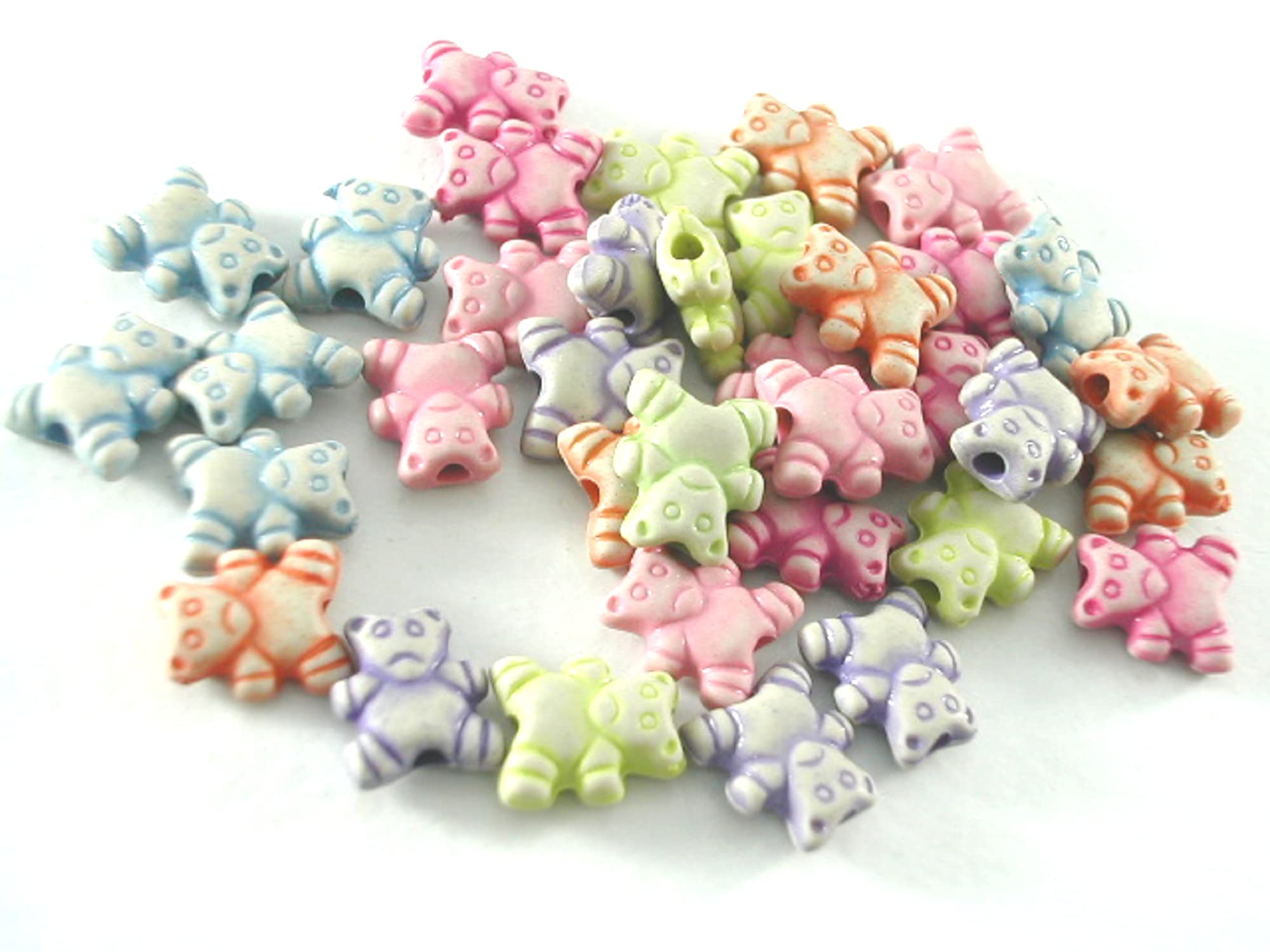 Boutique d'isacrea Set of 25 Acrylic Beads: Multicoloured Teddy Bear 8 mm