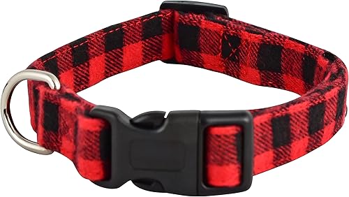 Miniatura 3 de Native Pup Collar de perro a cuadros con lazo, tartán rojo, para niña, cachorro (mediano, rojo)