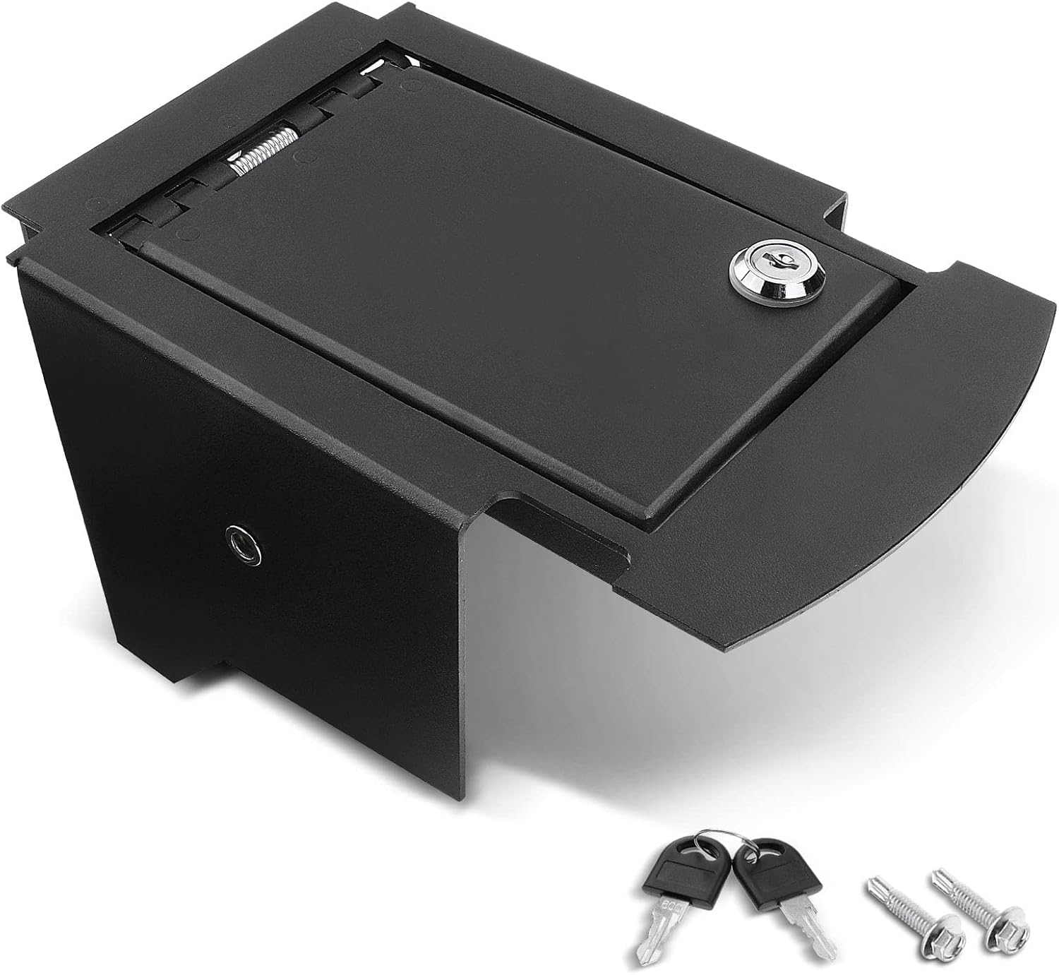 A-Premium Center Console Safe Box with 2 Keys Compatible with Ford Edge 2015-2019 Black