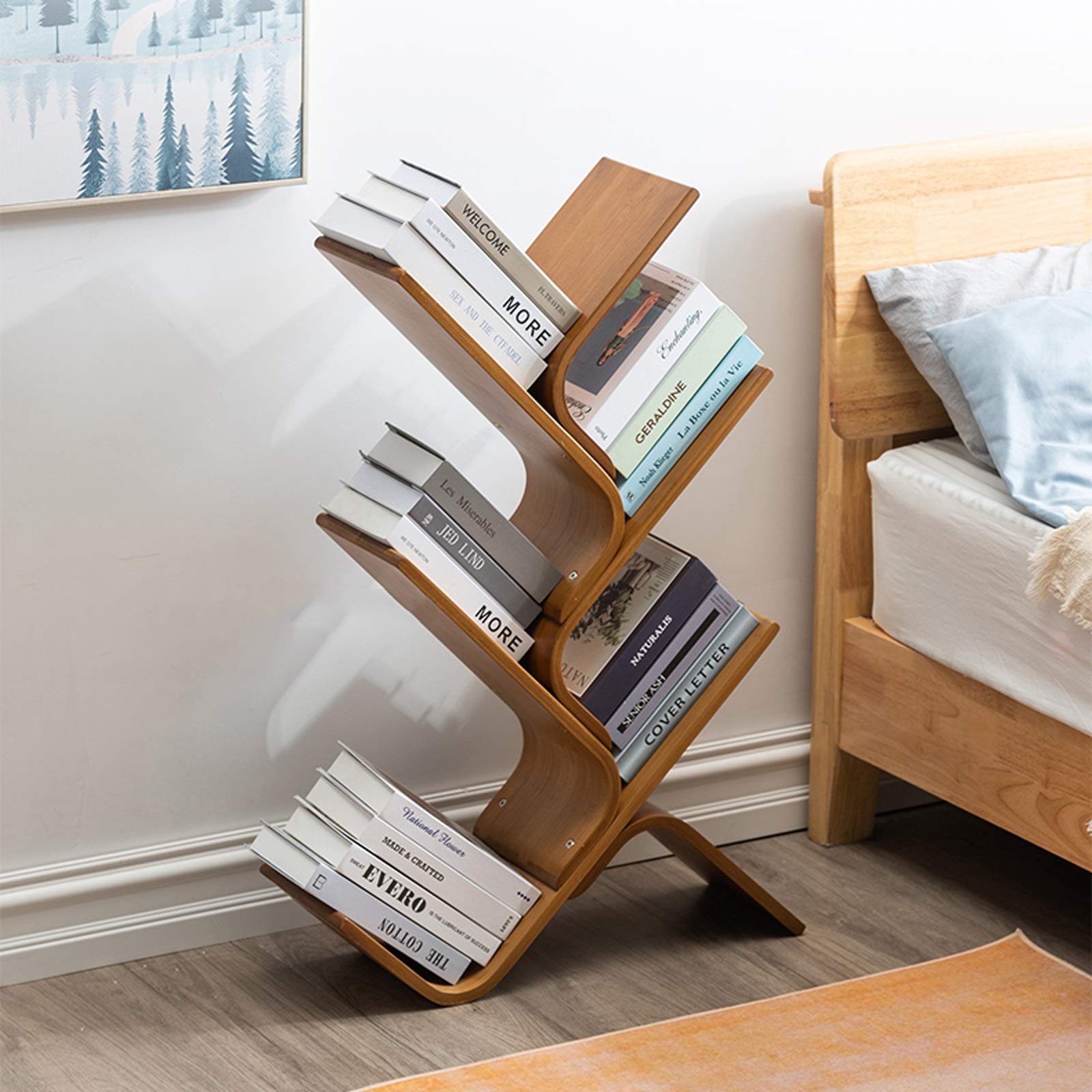 Estante de Libros de Libros de Libros, Librerías de Bambú Y Estanterías, Estantería de Estantería de Estantería de Almacenamiento de Libros para Libros, Revistas, Más, Ahorre Espacio para el Ho