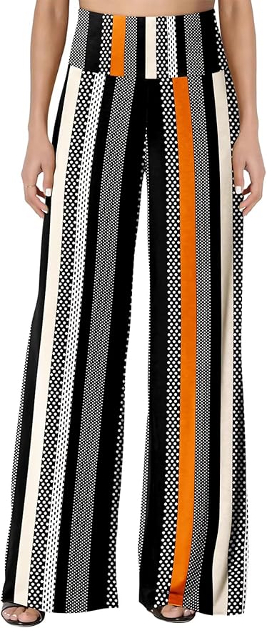 JZC Women's Palazzo Lounge Pants Stretchy Wide Leg Casual Pants Comfy High Waist Flowy Pants S-3XL
