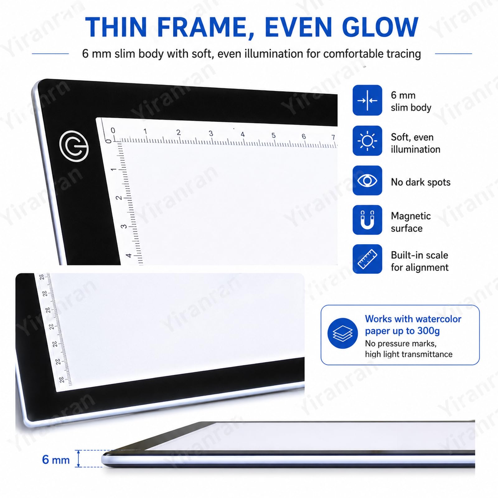 Tablero de luz LED para Calcar, Tablero de Dibujo Ultrafino Regulable con Superficie magnética, Tablero de calco con alimentación USB para bocetos, Pintura de Diamantes y animación