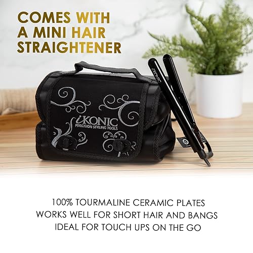 Miniatura 8 de iKonic Alisador de pelo de cerámica de turmalina y neceser colgante de fin de semana con mini alisador de pelo de viaje