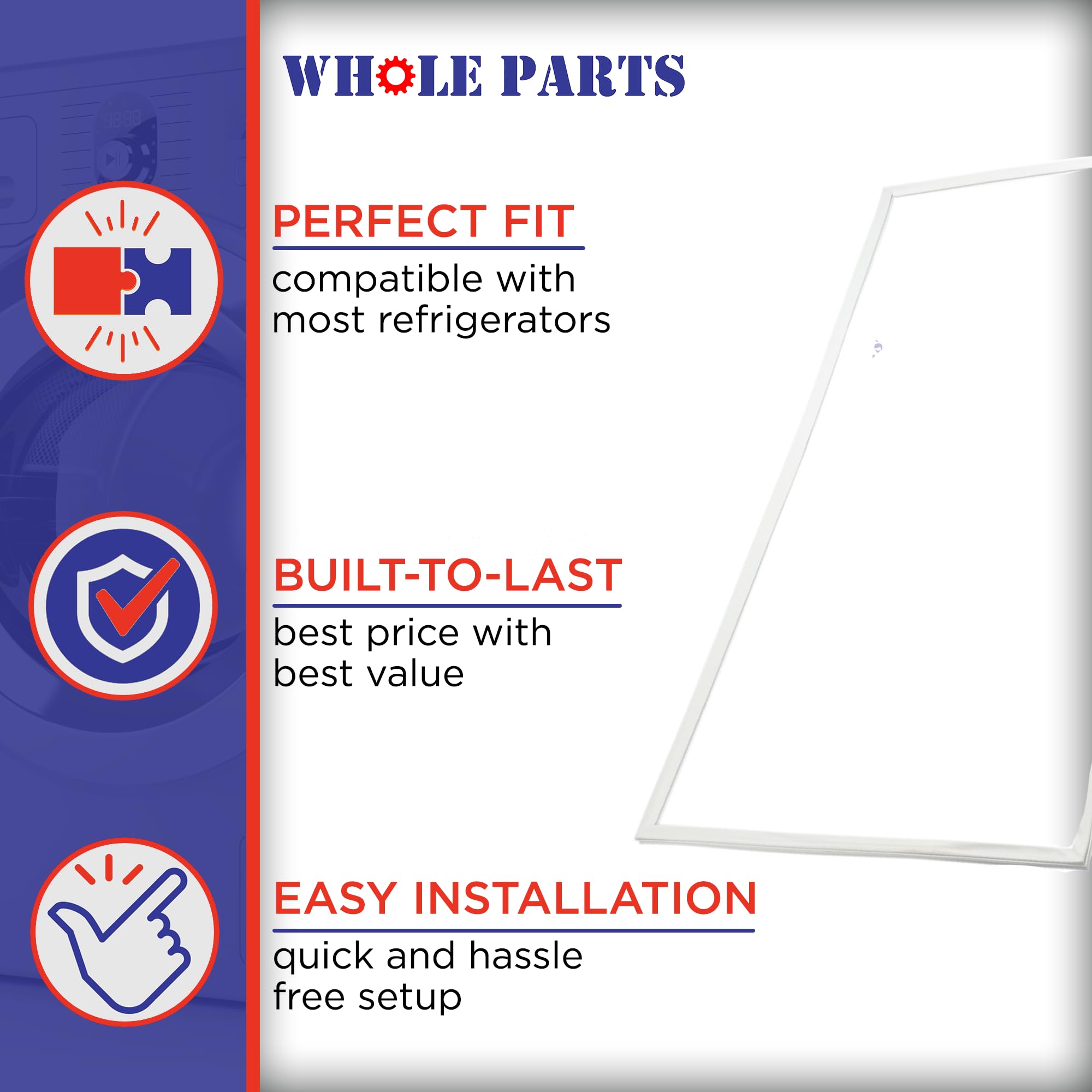 Amazon.com: Whole Parts Refrigerator Freezer Door Gasket, White