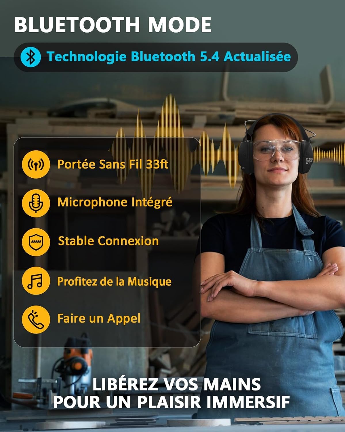 PROHEAR 030 Protection auditive électronique avec Bluetooth 5.4, protection auditive, protection auditive, réduction du bruit, amplification du son pour la chasse, NRR22dB SNR 27 dB, gel noir