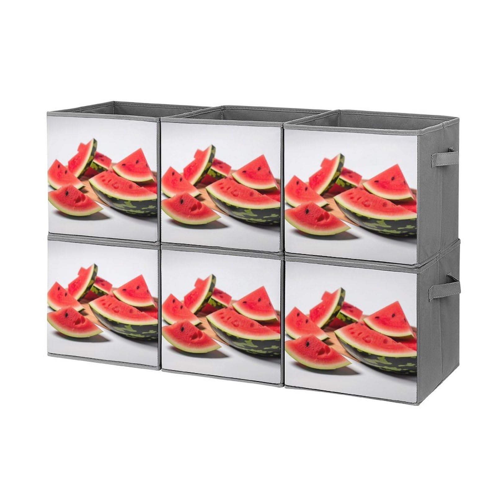Bac de rangement pastèque pliable : lot de 6 grands paniers ouverts pour placards