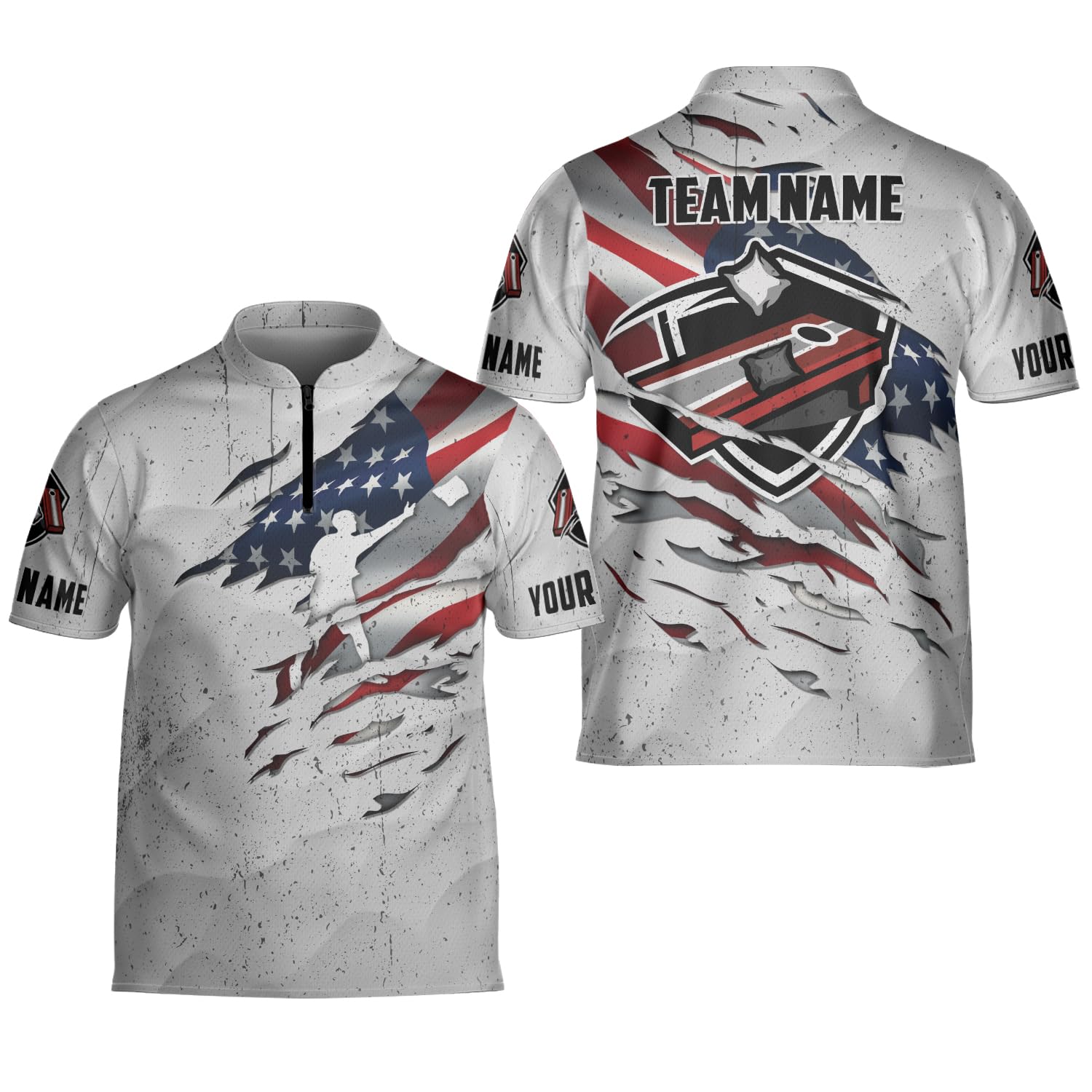 Artparel Personalized Cornhole Bowling Jersey Cornhole Shirt 3D Cornhole Player Tshirt for Team Funny Cornhole Gift Men Women (Polyester Blend, CH2)