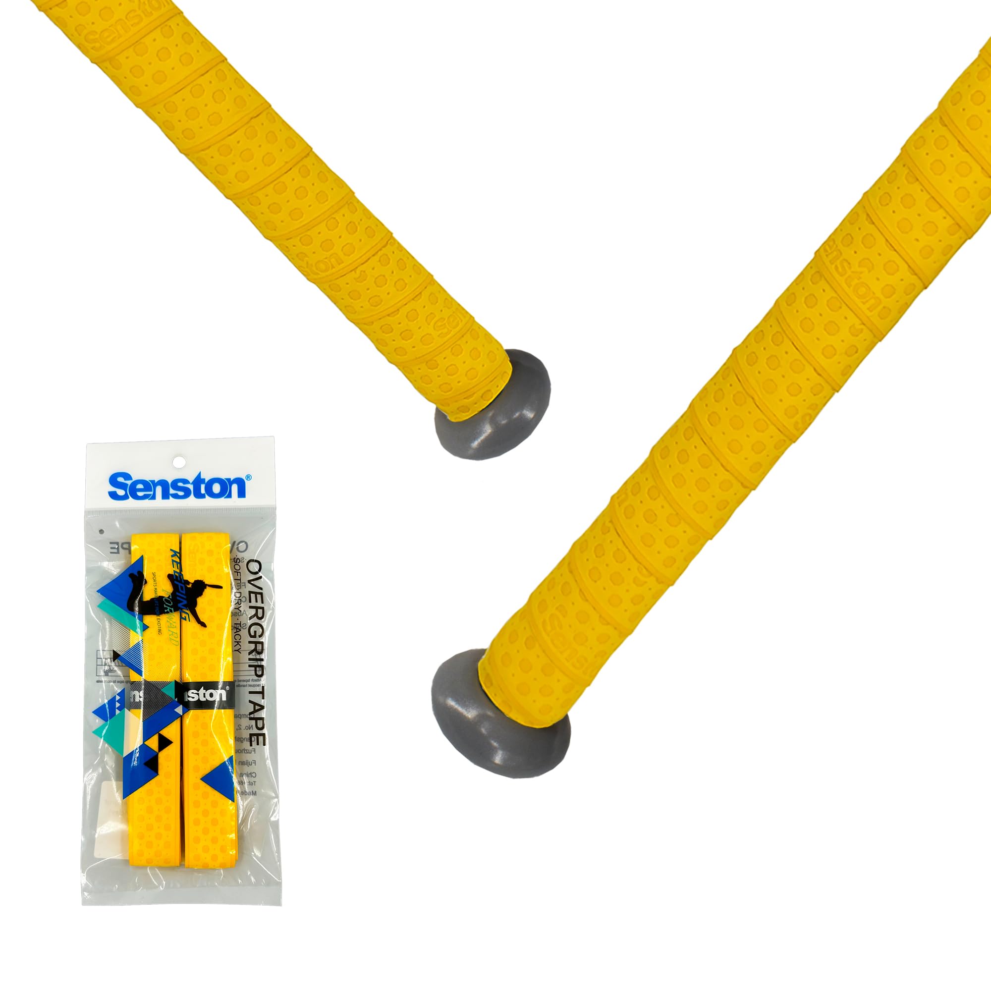 Senston Baseball Bat Grip Tape for Softball Anti-Slip Hockey Handle Wrap Grips Tapes,2 Pack,Yellow