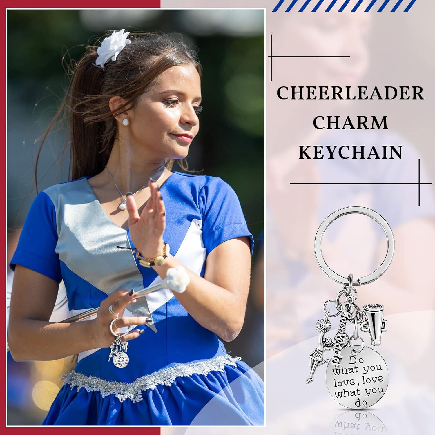 Henoyso Cheerleader Gifts Cheer Keychain Bulk Cheerleading Charm Key Chain Cheer Stuff Team Coach Gifts for Girls Women - Image 4