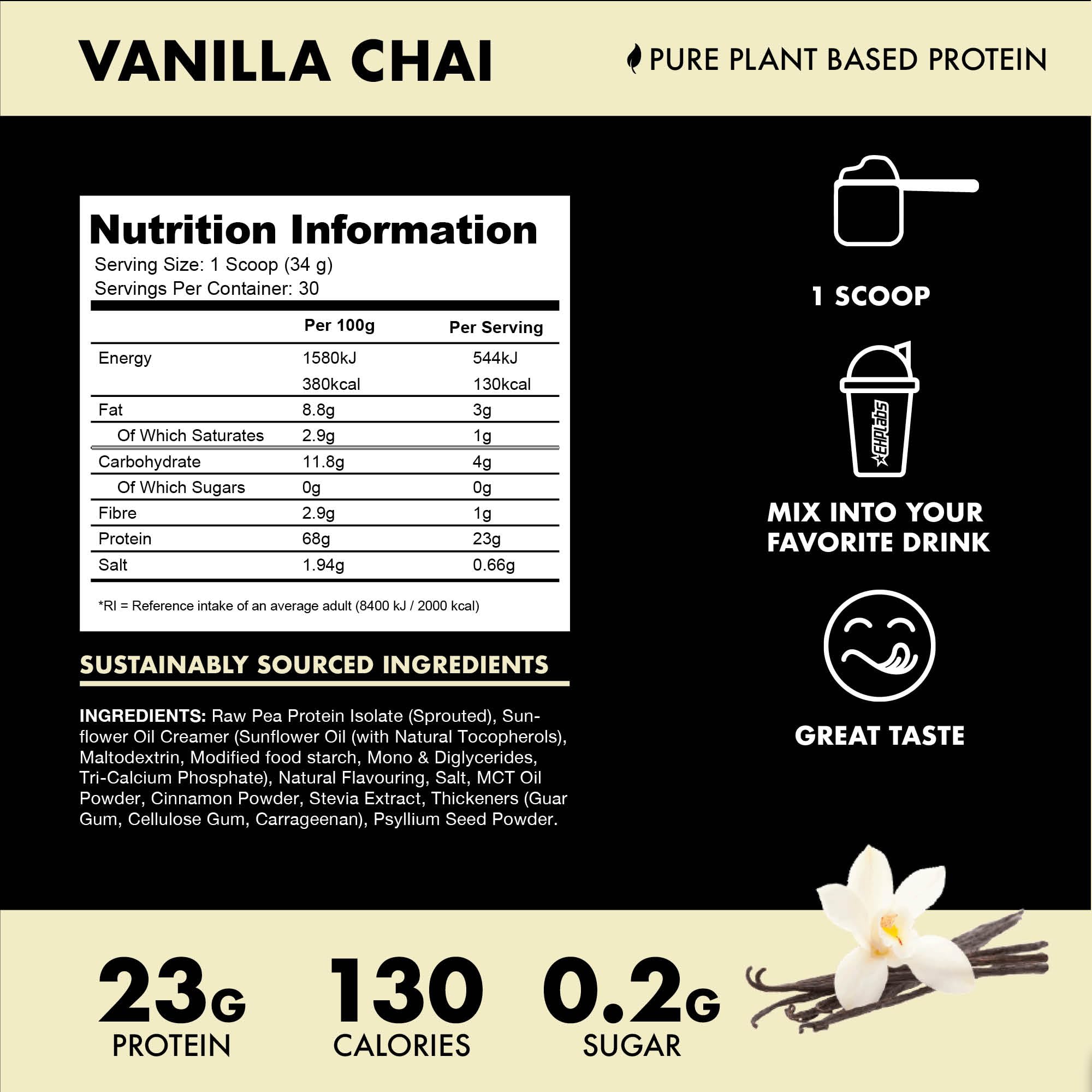 Blessed Vegan Protein Powder - Plant Based Protein Powder Meal Replacement Protein Shake, 23g of Pea Protein Powder, Dairy Free, Gluten Free, Soy Free, No Sugar Added, 30 Servings (Vanilla Chai) — Amazon image 2
