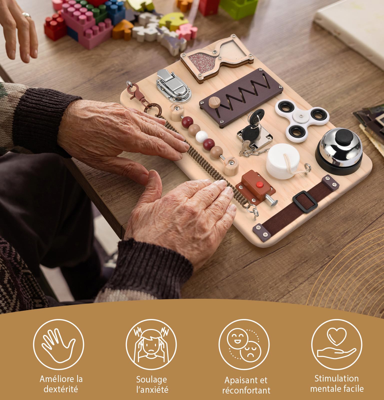 potatomato Planche d'activation pour Seniors - Entraînement ludique pour la motricité la mémoire et Le Bien-être – Jouet Montessori apaisant Contre l’anxiété l’autisme & TDAH