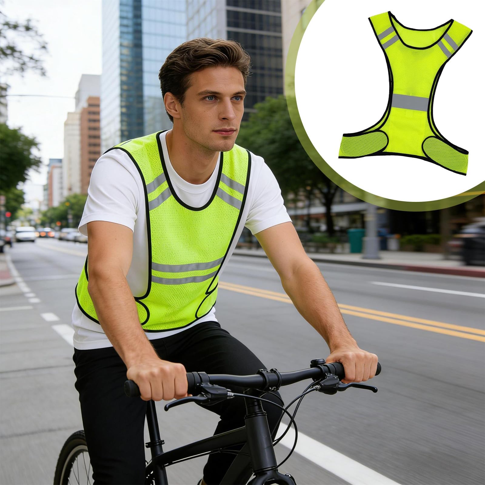 Chaleco Reflectante de Alta Visibilidad para Seguridad Nocturna - para Running, Ciclismo y Equitación - Transpirable, Ligero y Ajustable - Apto para Hombres y Mujeres