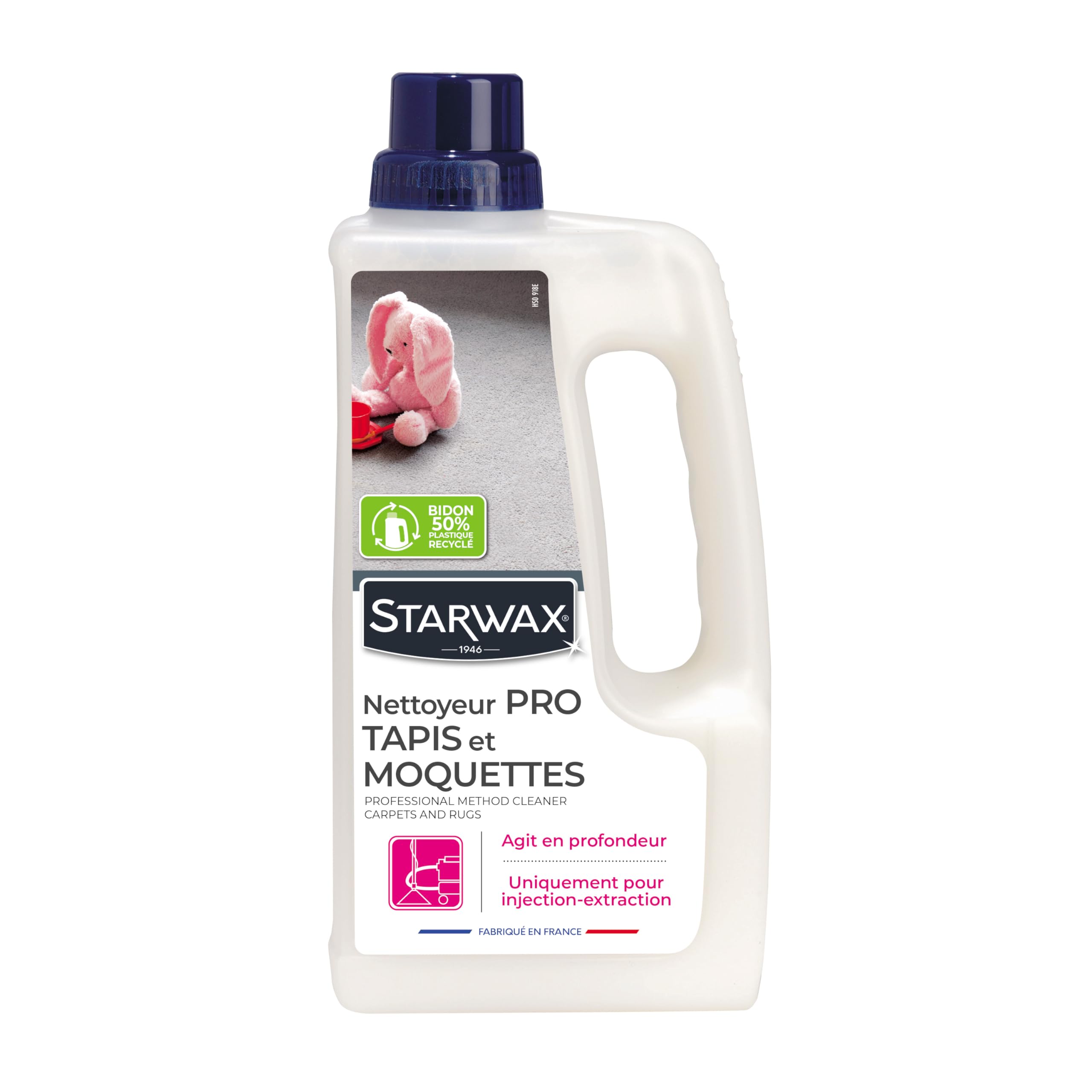 STARWAX Nettoyant "​Pro" pour Shampouineuse Injection Extraction. Nettoie en profondeur, Ravive les Couleurs sur Tapis Moquettes Canapés. Laisse une Agréable Odeur de Frais -​30 m², Fabriqué en France