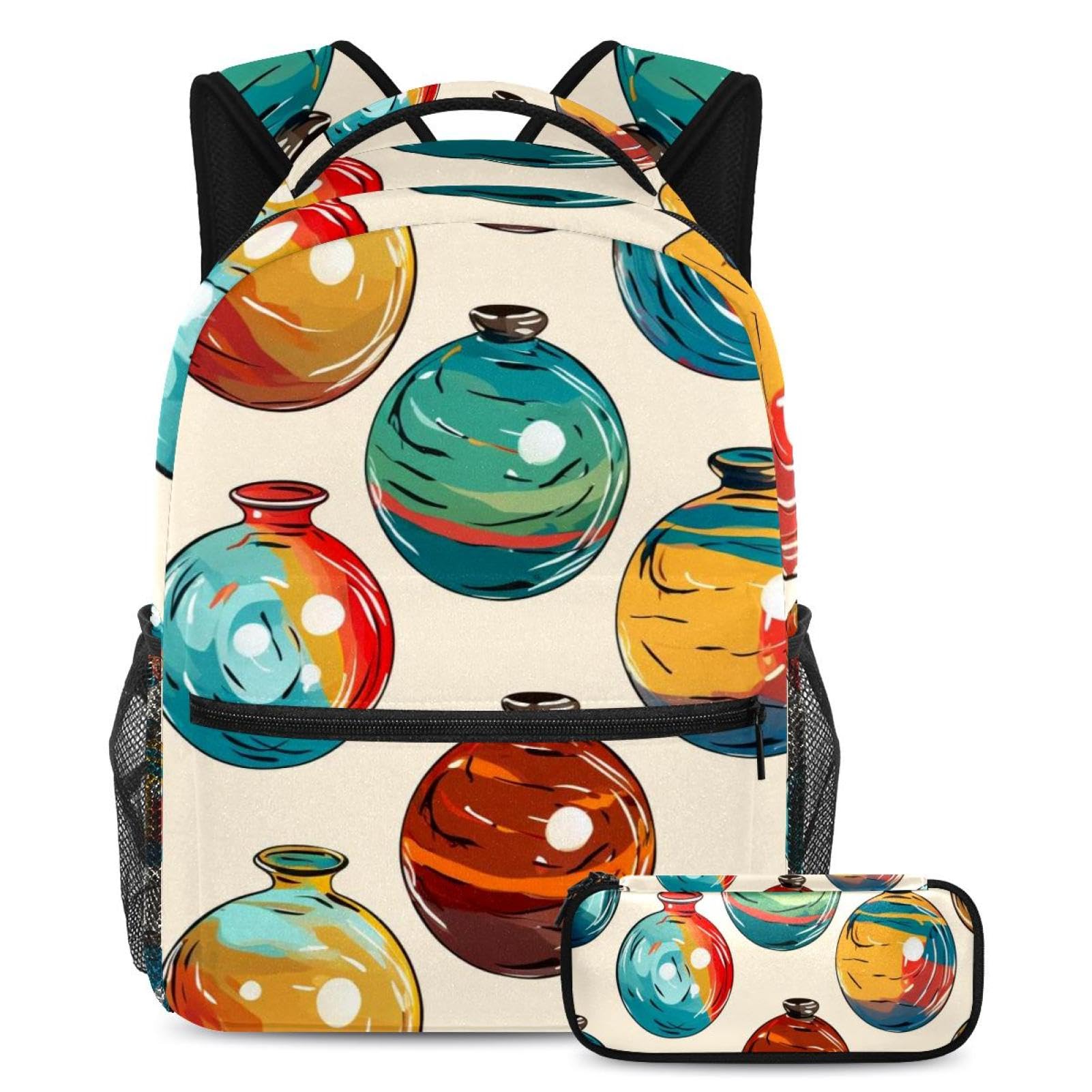 Sac à dos polyvalent 2 pièces grand volume imprimé bowling rond abstrait