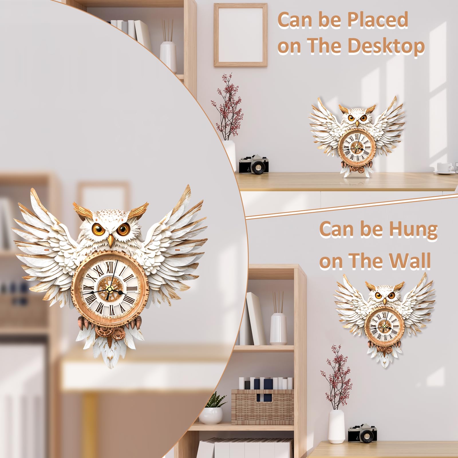 Lilcubics 3D Wooden Puzzles for Adults Snowy Owl Wall Clock Kit, Model Kits to Build, DIY Puzzle Owl Gifts - Image 3