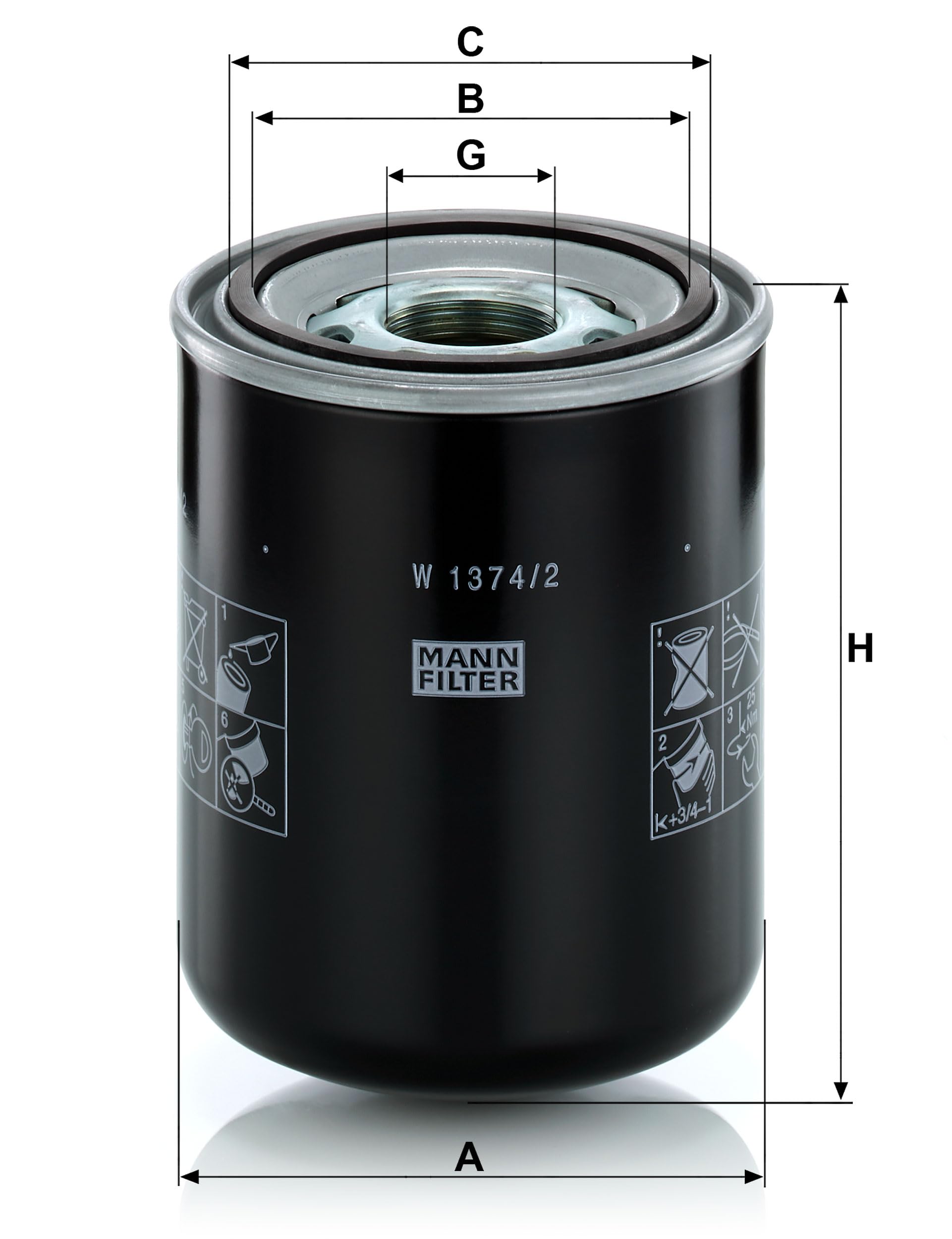 MANN-FILTER W 1374/2 Ölfilter Hydraulikfilter - für Off-Highway Anwendungen (Packung mit 2)