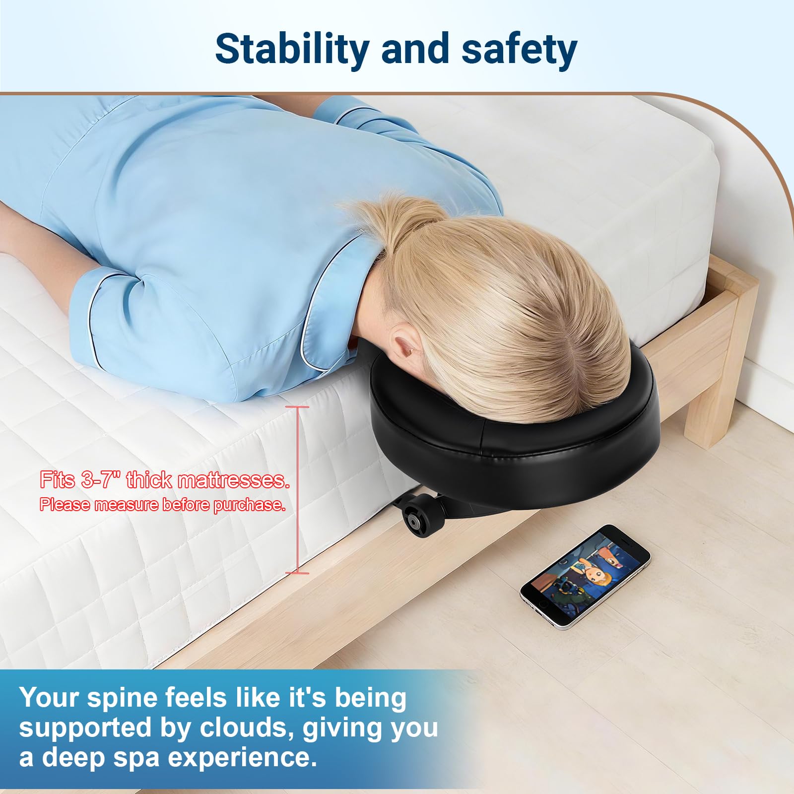 Kit per massaggi da tavolo, poggiatesta regolabile con poggiapolsi, cuscino universale per il viso, per scrivania da ufficio e letto spa, portatile, ergonomico, nero