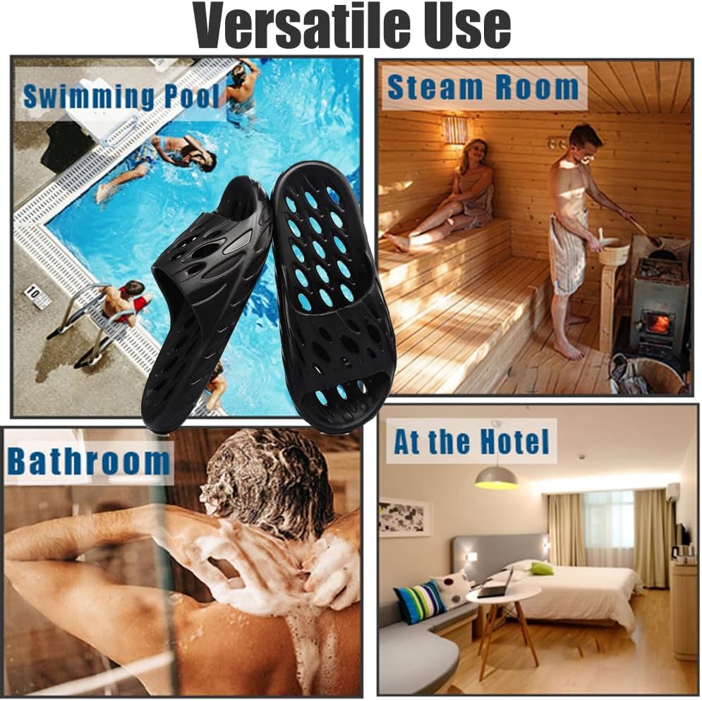 Mens Shower Shoes | Bath Slippers with Holes | Quick Dry Non Slip Indoor Home Bedroom Pool Spa College Dorm Guest - Image 8