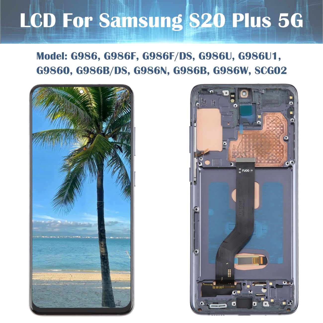 H&LYCYJ Pantalla LCD original para Samsung Galaxy S20 Plus 5G OLED G986 G986F G986F/DS, kit de repuesto con marco (negro, compatible con huellas dactilares)