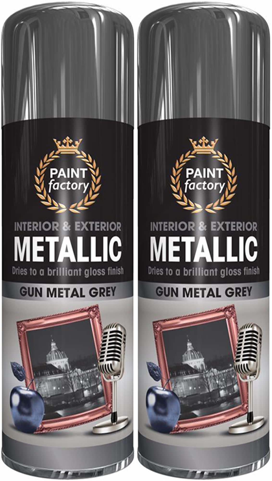 Q&H Metallic Gunmetal Grey Spray Paint for Cars - Aerosol Paints Apply On Furniture, Plastic, Metal, Wood, Decorative Items - Interior & Exterior Quick Drying Brilliant Gloss Finish Home 400ml (2)