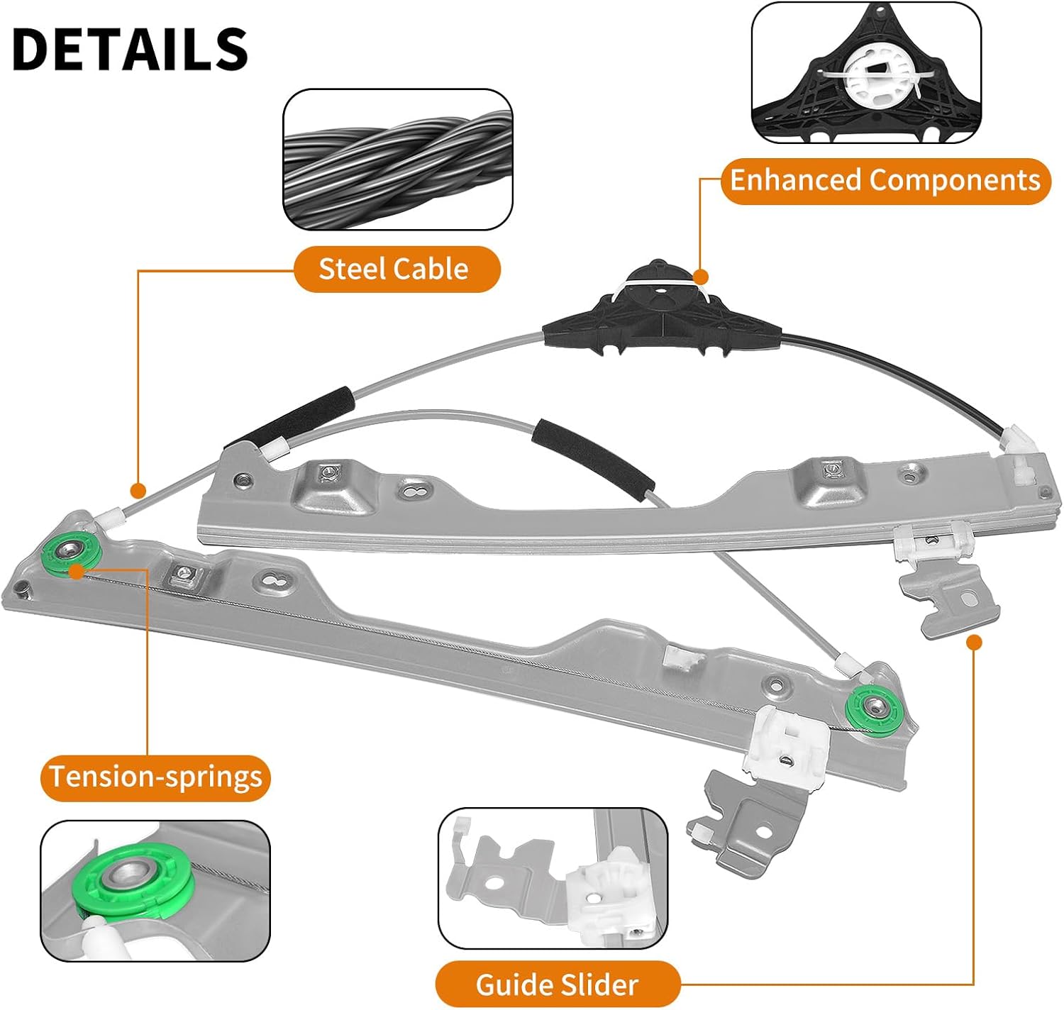 807201CA0A Replacement Front Passenger Side Power Window Regulator Without Motor Assembly for Infiniti FX35 FX37 FX50 QX70 2009-2017