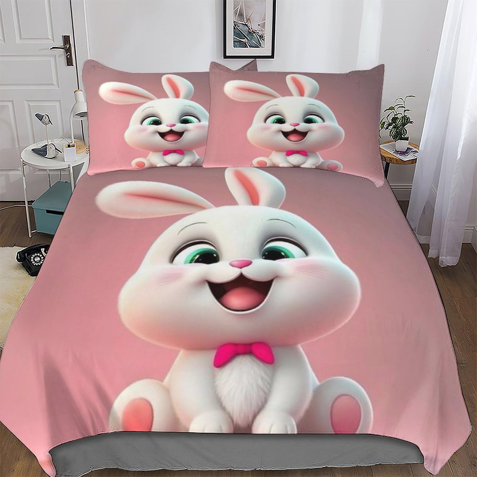 Parure de lit lapin 3D anti-acarien et douce pour stopper les allergies nocturnes