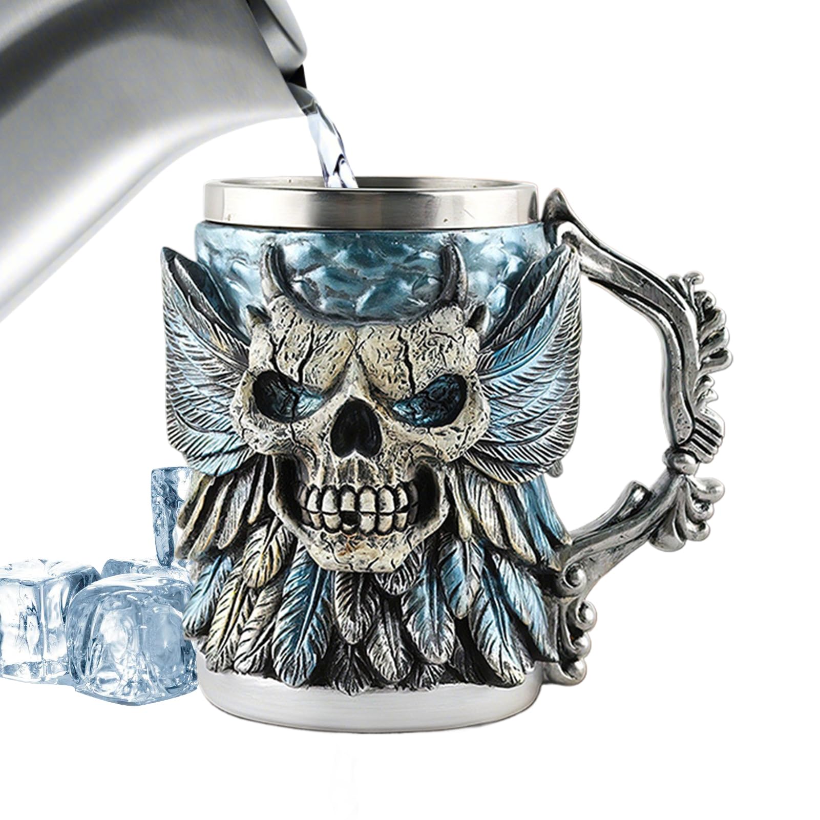 Jarra de cerveza de calavera de 500 ml para bebidas frías en casa