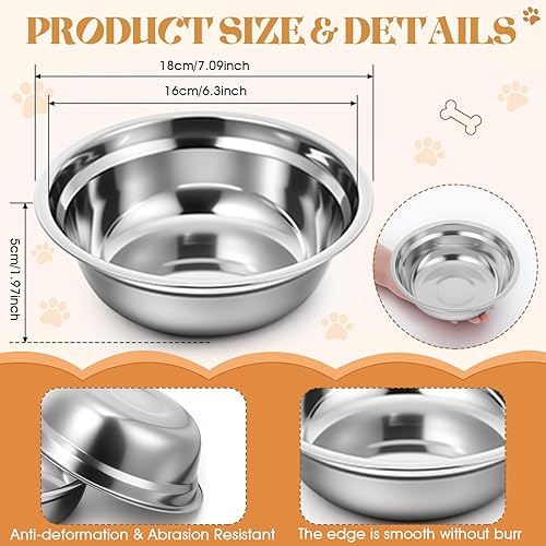 Miniatura 9 de Zhehao 30 cuencos de acero inoxidable para perros, recipientes de metal para alimentos y agua de repuesto para perros, cuencos ligeros para mascotas