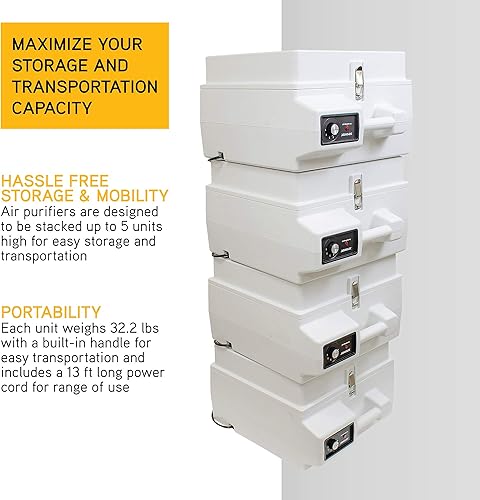 Miniatura 5 de XPOWER X-3780 Purificador de aire + depurador, aire negativo, 600 CFM, 4 etapas HEPA + filtración de carbono, 5 velocidades, filtro de luz,