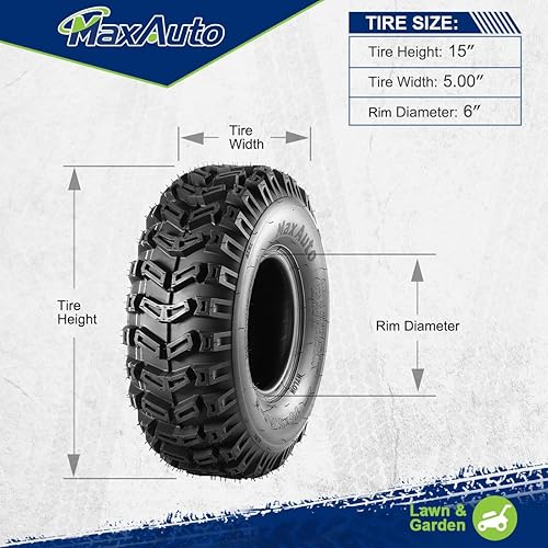 Miniatura 3 de MaxAuto ATV Tires 15x5.00-6 15x5x6 Snow Hog Lawn and Garden Tires Snow Blower Thrower Tire 2PR, Set of 2