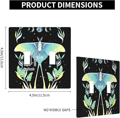 Miniatura 3 de Placa de pared para interruptor de luz de palanca, cubierta doble para interruptor de luna y polilla, tamaño de 2 segmentos, 4.5 x 4.5 pulgadas