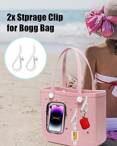 Miniatura 4 de Paquete de 6 bolsas transparentes para accesorios de bolsa de playa Bogg - 4 bolsas de diseño con cremallera con bolsas interiores impermeables y 2