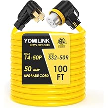 YOMILINK 100 Feet 50 Amp RV/Generator Cord, NEMA 14-50P to SS2-50R Lock