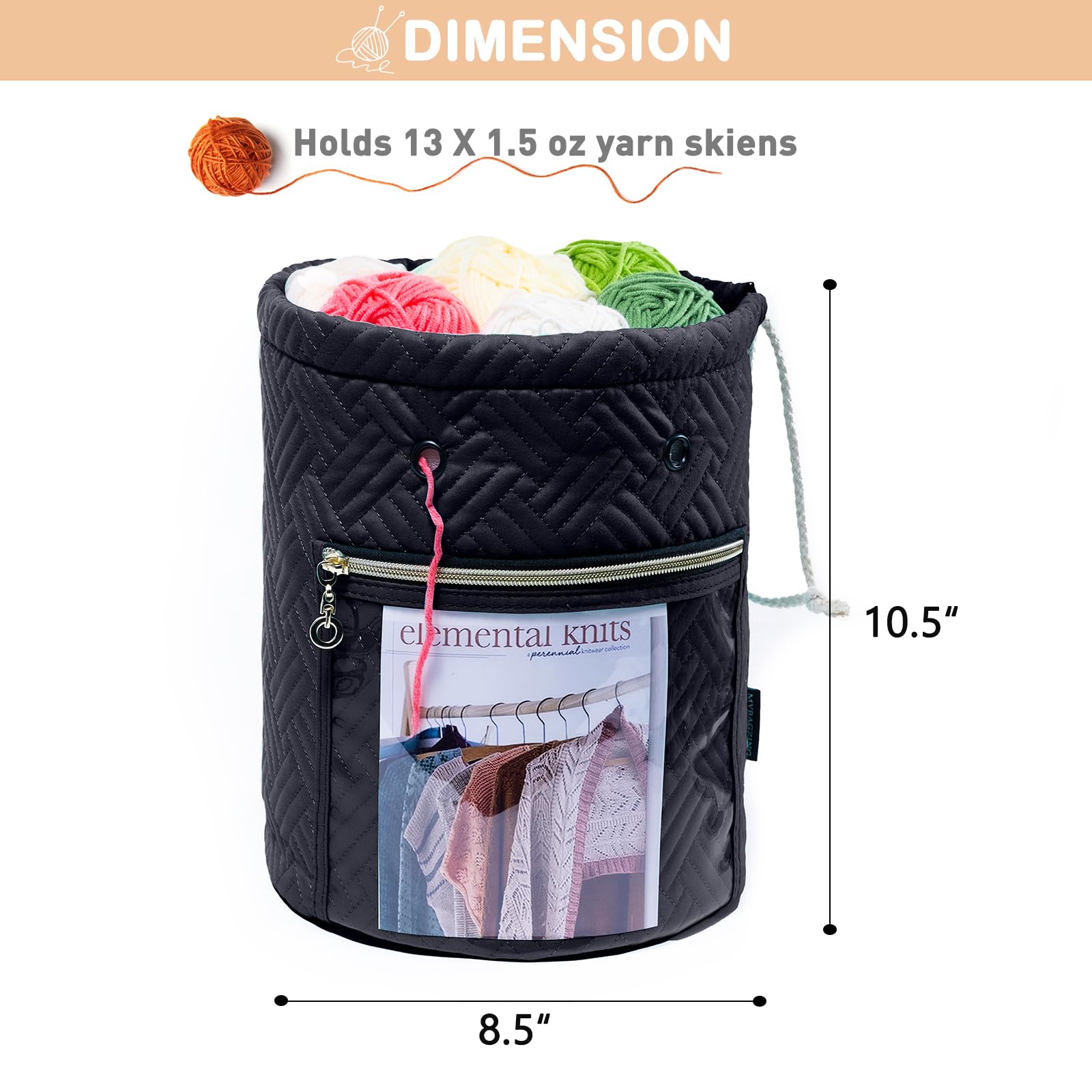 MYBAGZING Bolsa de Hilo, Organizador de Bolsas de Ganchillo pequeño, Bolsas de Almacenamiento de Hilo con cordón para Ganchillo, Bolsa de Tejer para Principiantes de Ganchillo, Soporte para Hilo,