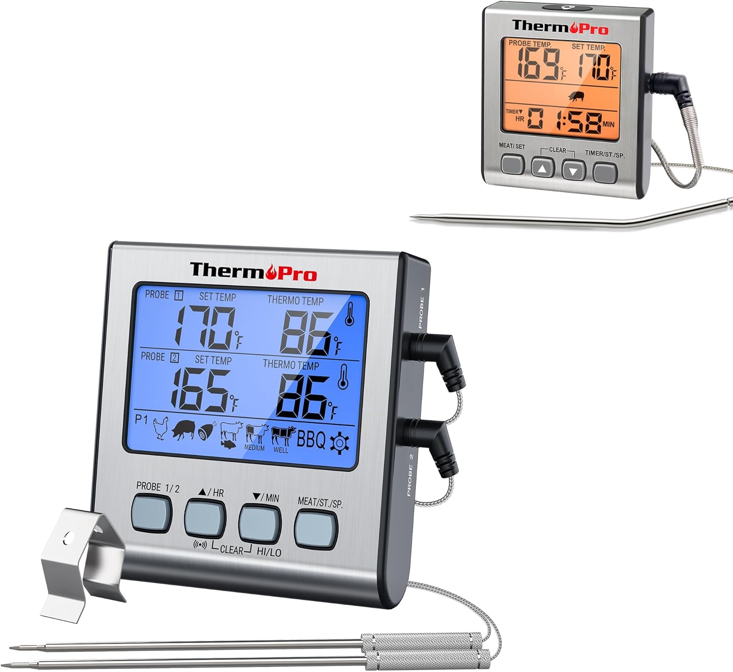 ThermoPro TP17 Dual Probe Digital Cooking Meat Thermometer +ThermoPro TP19 Waterproof Digital Meat Thermometer
