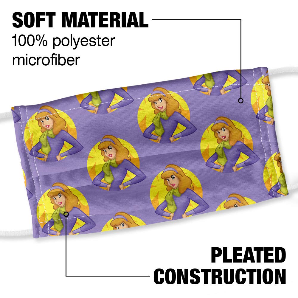 Popfunk Scooby-Doo Daphne Character Pattern 1-Ply Reusable Face Mask Covering with Adjustable Nose Wire, Unisex