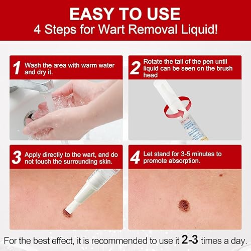 Miniatura 5 de BEHATMH Paquete de 3 removedor de verrugas con punta de precisión, ácido salicílico de máxima resistencia para verrugas comunes y plantares,