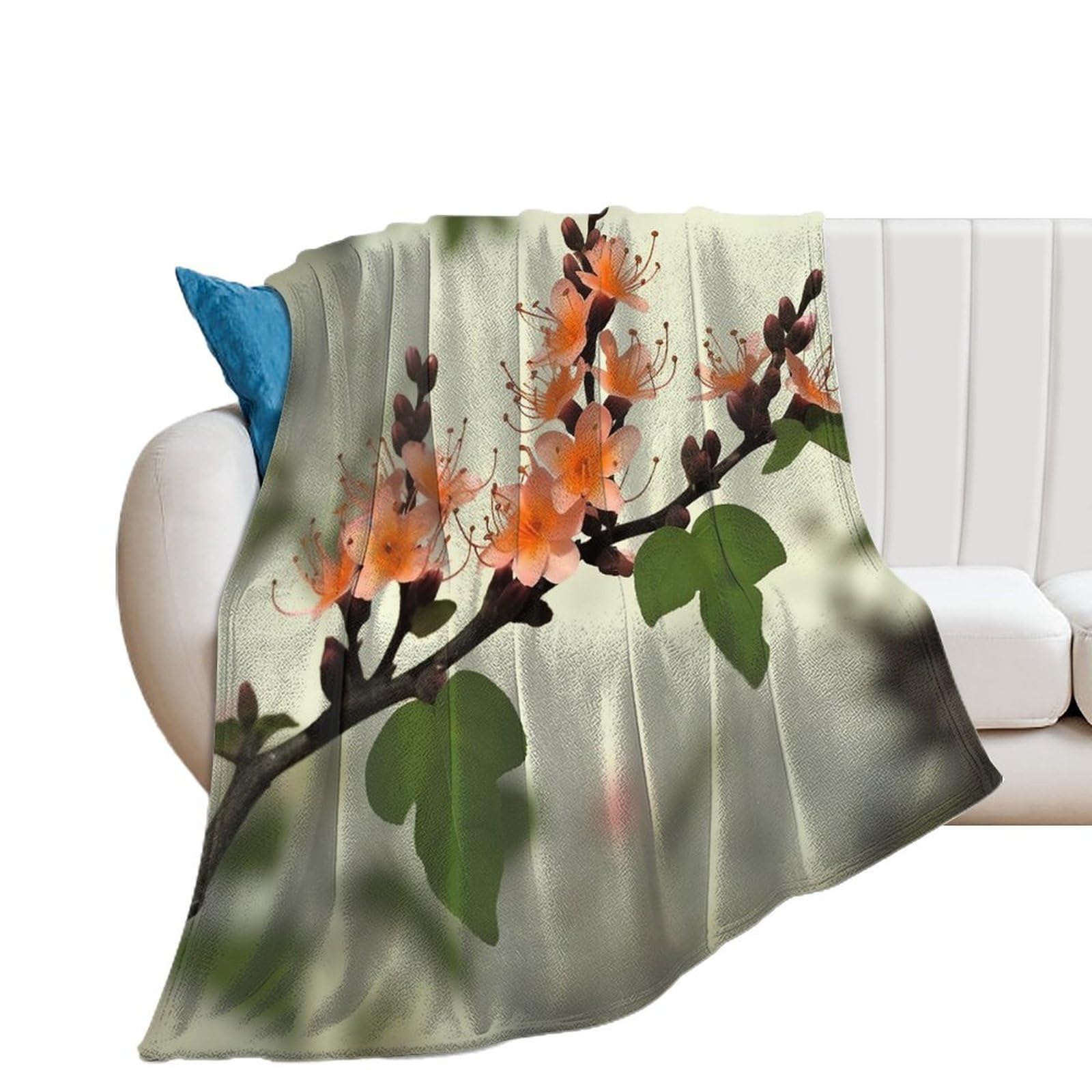 Couverture chaude hiver en flanelle florale pour cocooning sur canapé et confort de voyage
